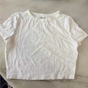 Wild Fable White Short Sleeve Crop Top